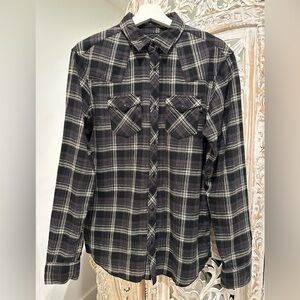 All Saints Black and White Plaid Button-Down Shirt